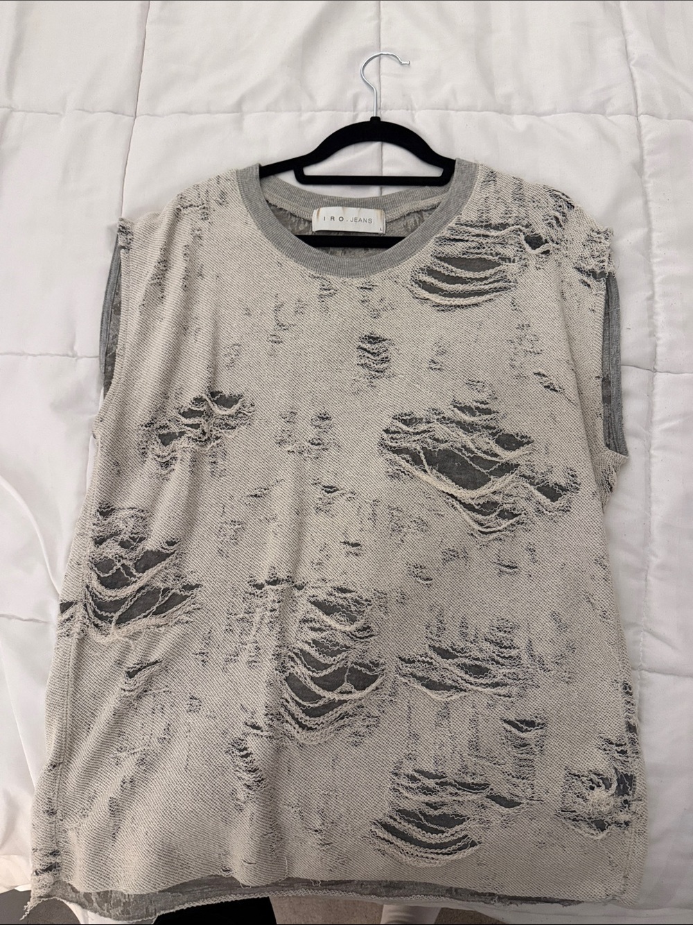 IRO Light Gray Distressed Sleeveless Tank